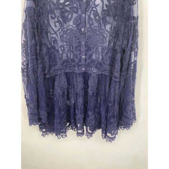 Lane Bryant Womens Plus Size 22/24 Sheer Floral Lace Button Neck Blouse - Picture 2 of 6